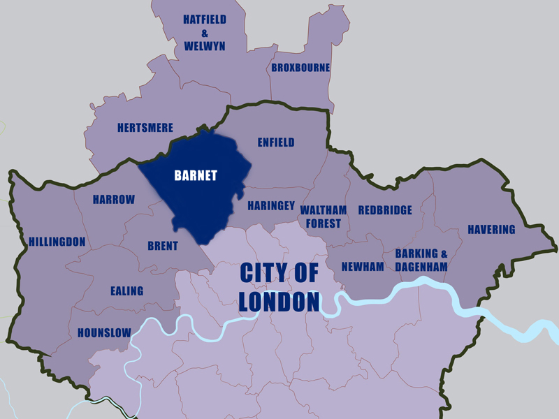 Barnet Area London Map 