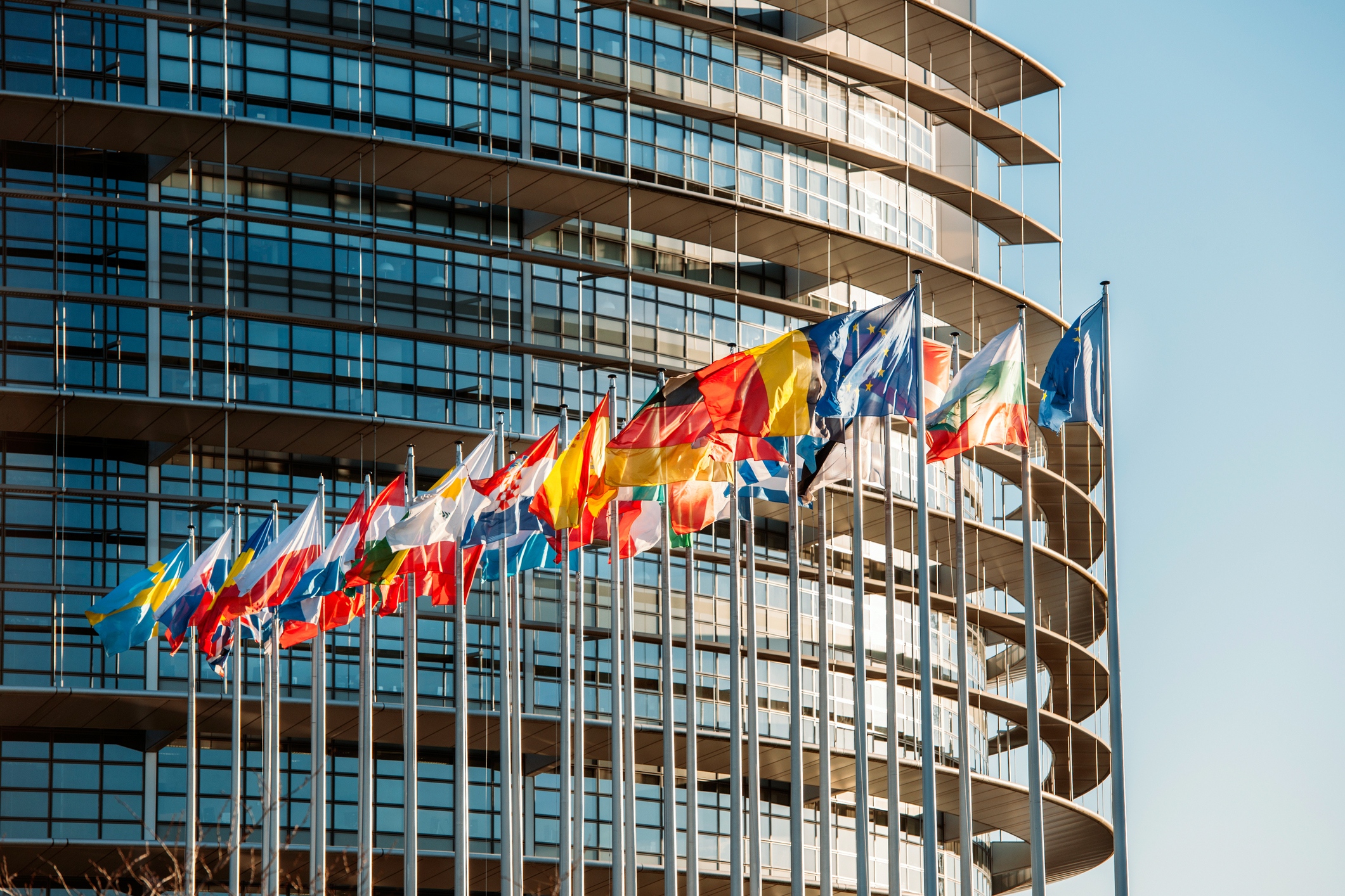 EU Building with flags letting agency