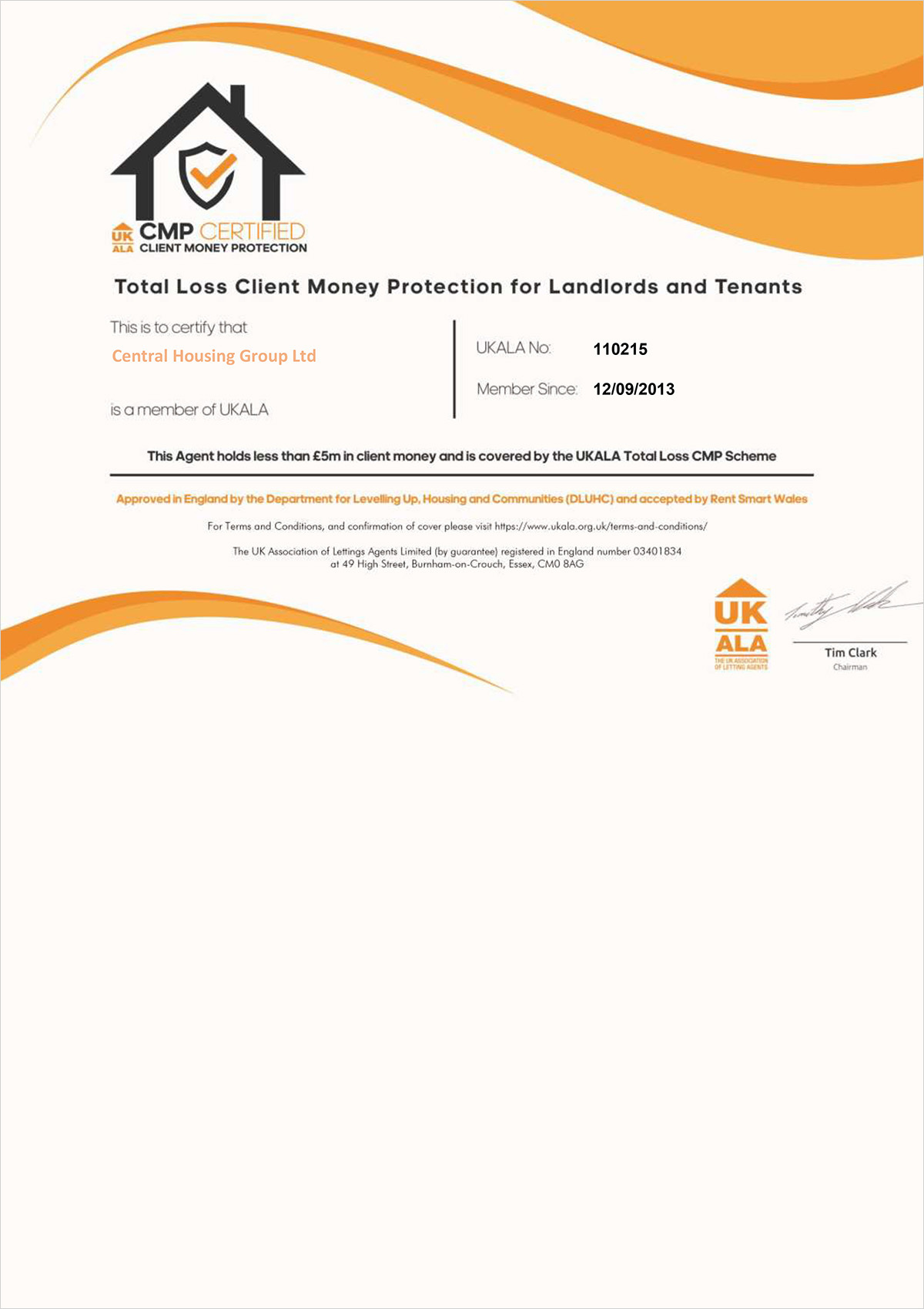 UKALA Accreditation Certificate CHG